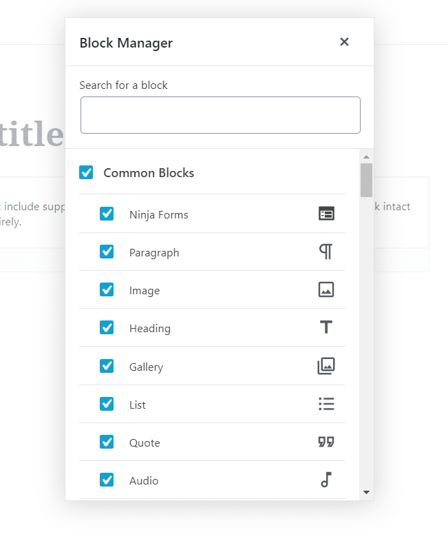 Block Manager Popup