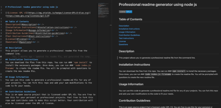 Readme file generator using JavaScript